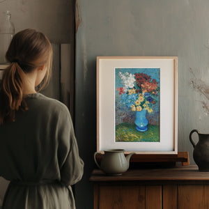 フィンセント・ファン・ゴッホ 「青い花瓶の花」アートポスター（フレーム付き）0