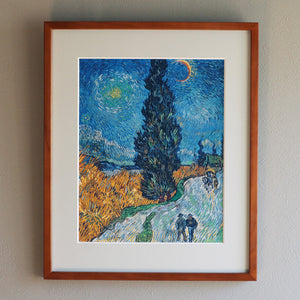 フィンセント・ファン・ゴッホ 「糸杉と星の見える道（夜のプロヴァンスの田舎道）」アートポスター（フレーム付き）1