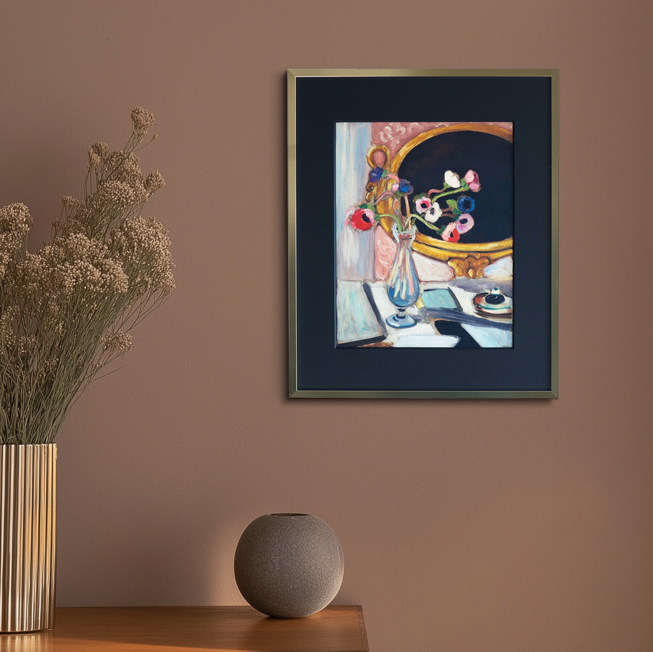 アンリ・マティス 「黒い鏡のアネモネ」アートポスター（フレーム付き） /  Henri Matisse “Anémones au miroir noir (1919)” 絵画・名画［額入り］0