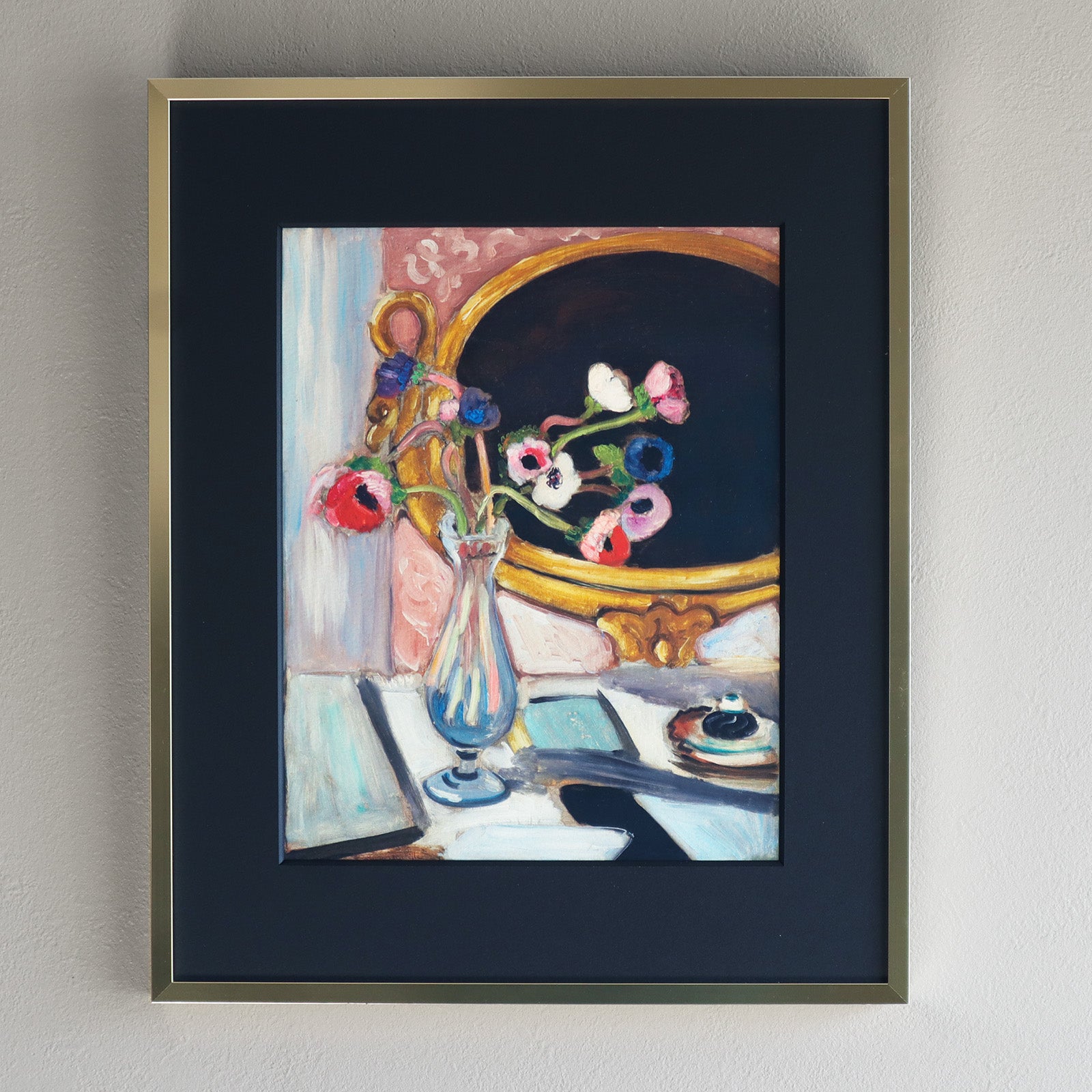 アンリ・マティス 「黒い鏡のアネモネ」アートポスター（フレーム付き） /  Henri Matisse “Anémones au miroir noir (1919)” 絵画・名画［額入り］1