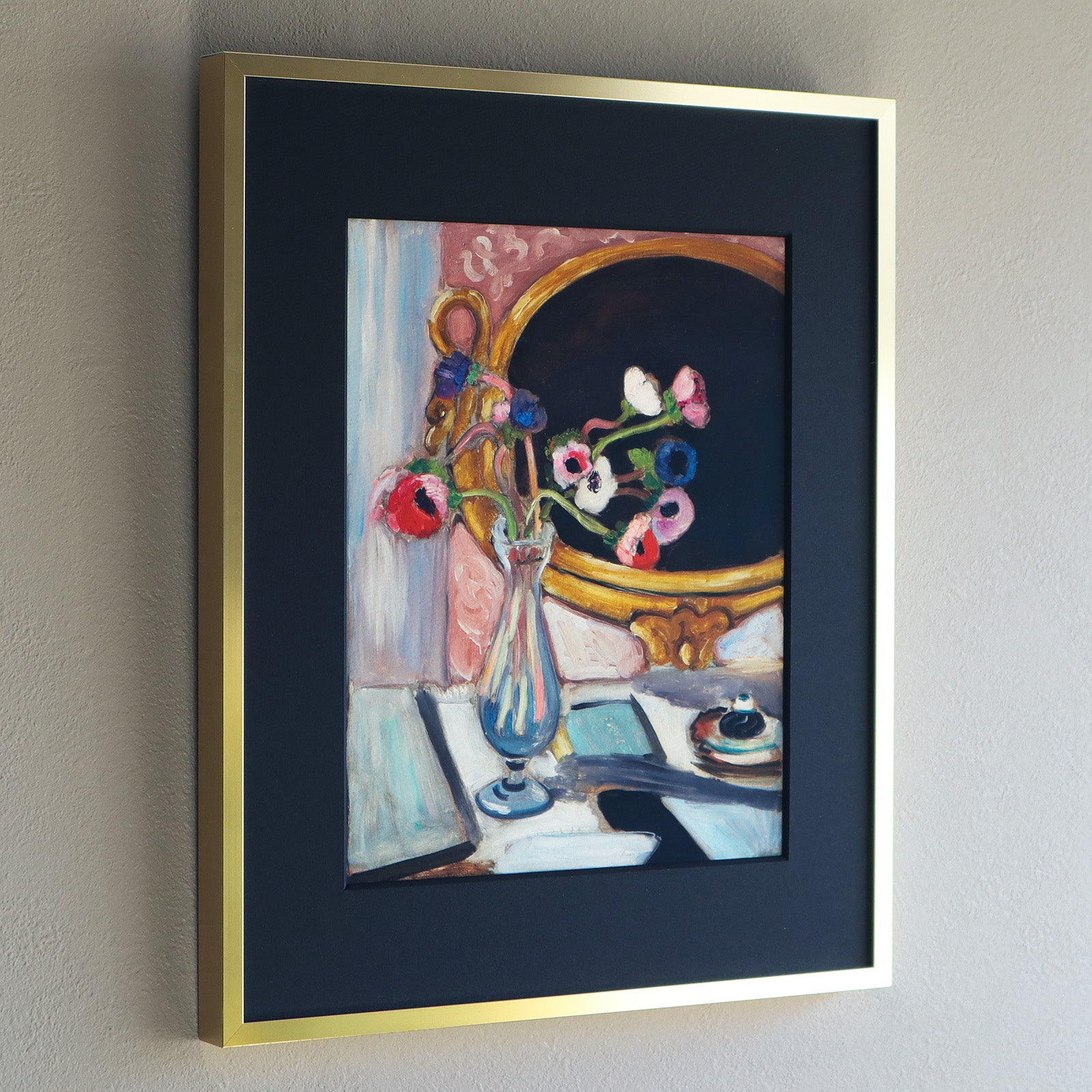 アンリ・マティス 「黒い鏡のアネモネ」アートポスター（フレーム付き） /  Henri Matisse “Anémones au miroir noir (1919)” 絵画・名画［額入り］2