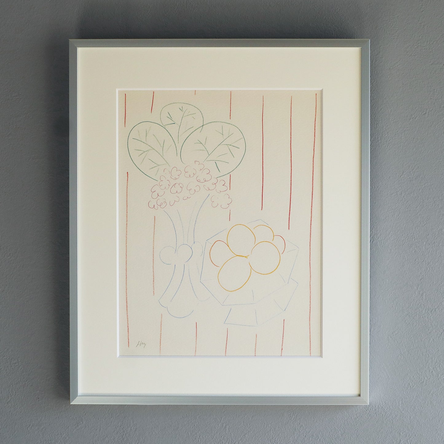 アンリ・マティス 「花と果実、縞模様の背景」アートポスター（フレーム付き） /  Henri Matisse “Fleurs et fruits, fond rayé (1942-44)” 絵画・名画［額入り］1