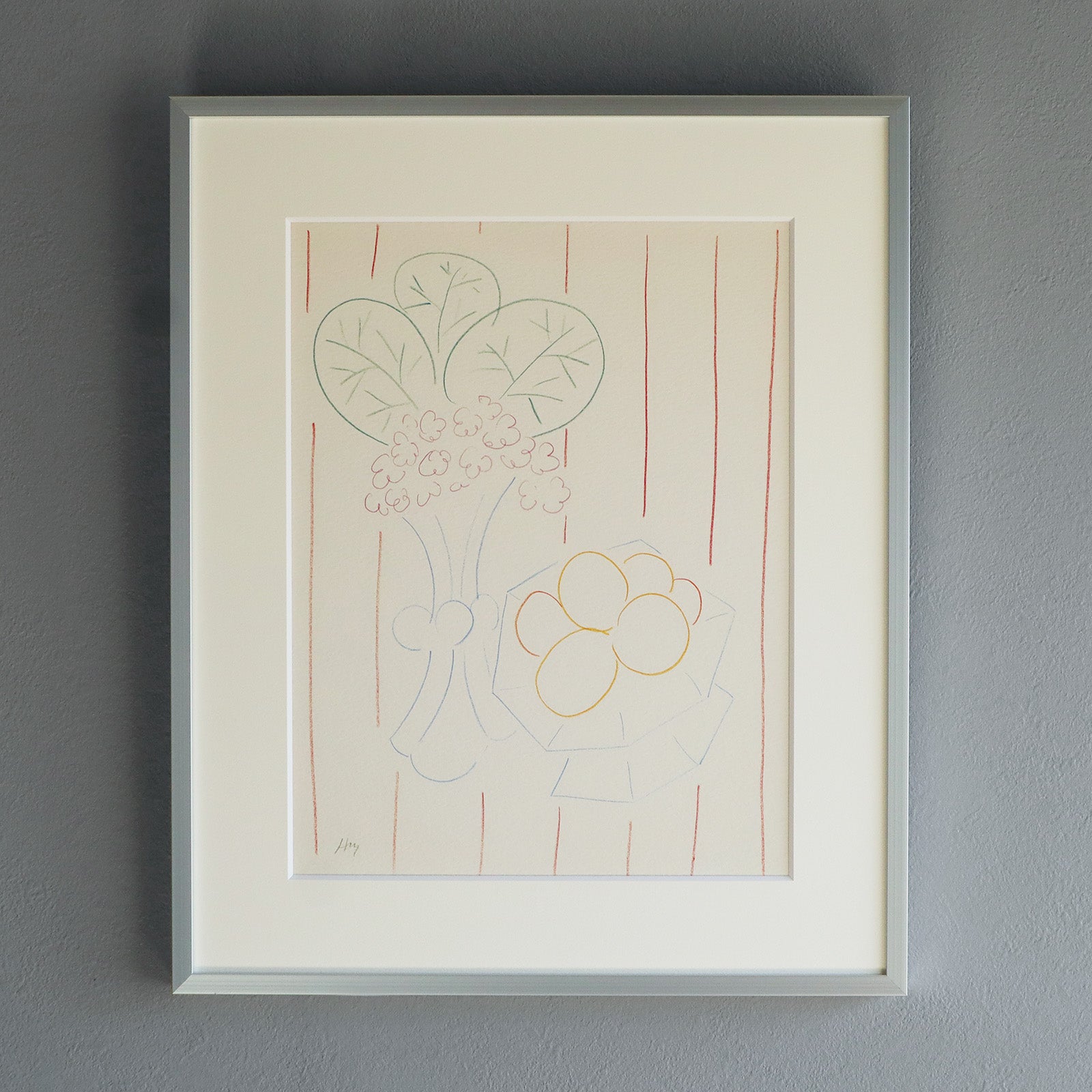 アンリ・マティス 「花と果実、縞模様の背景」アートポスター（フレーム付き） /  Henri Matisse “Fleurs et fruits, fond rayé (1942-44)” 絵画・名画［額入り］1