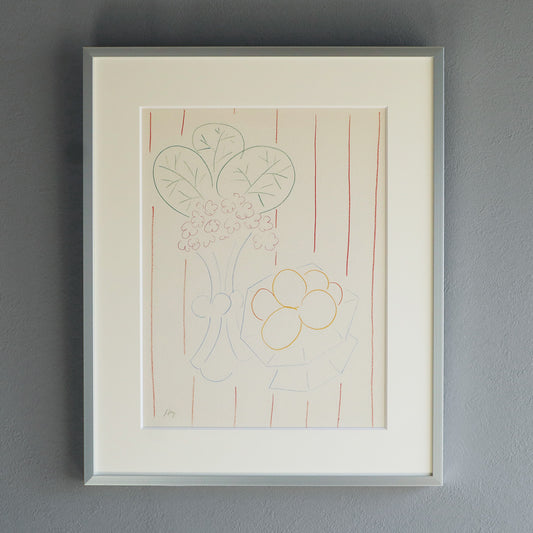 アンリ・マティス 「花と果実、縞模様の背景」アートポスター（フレーム付き） /  Henri Matisse “Fleurs et fruits, fond rayé (1942-44)” 絵画・名画［額入り］1