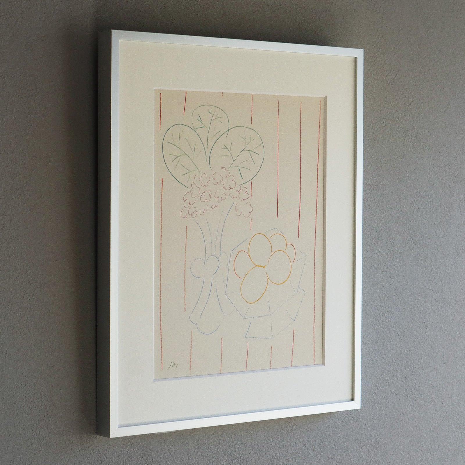 アンリ・マティス 「花と果実、縞模様の背景」アートポスター（フレーム付き） /  Henri Matisse “Fleurs et fruits, fond rayé (1942-44)” 絵画・名画［額入り］2