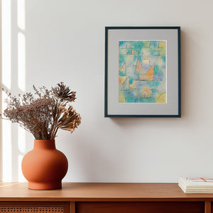 パウル・クレー「ヨットの浮かぶ港」アートポスター（フレーム付き） / Paul Klee “Harbour with sailing ships”絵画・名画［額入り］000