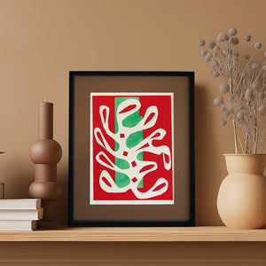 アンリ・マティス 「白い海藻と赤と緑の背景」アートポスター（フレーム付き） /  Henri Matisse “Algue blanche sur fond rouge et vert (1947)” 絵画・名画［額入り］0