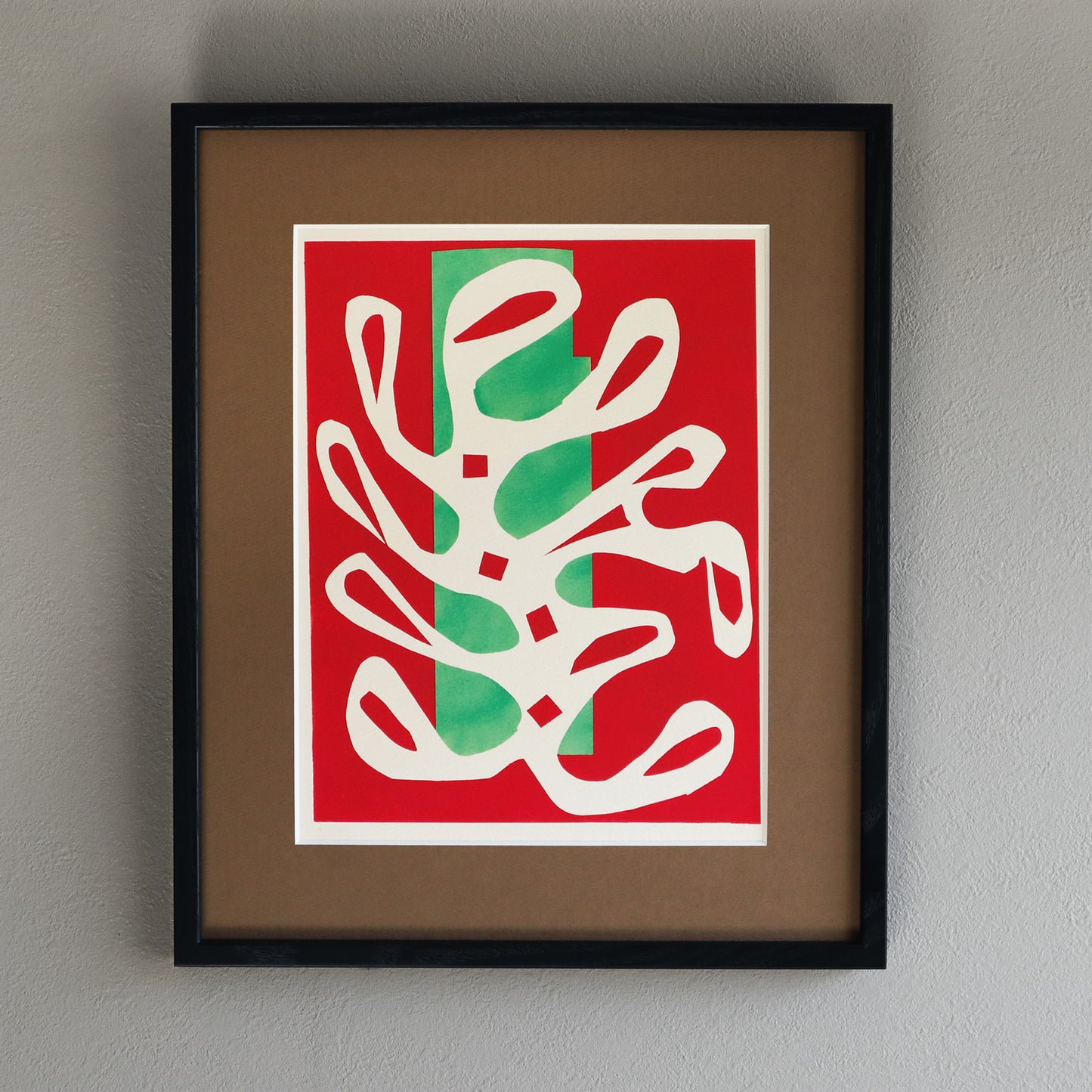 アンリ・マティス 「白い海藻と赤と緑の背景」アートポスター（フレーム付き） /  Henri Matisse “Algue blanche sur fond rouge et vert (1947)” 絵画・名画［額入り］1