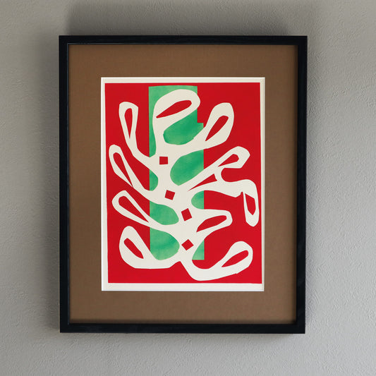 アンリ・マティス 「白い海藻と赤と緑の背景」アートポスター（フレーム付き） /  Henri Matisse “Algue blanche sur fond rouge et vert (1947)” 絵画・名画［額入り］1