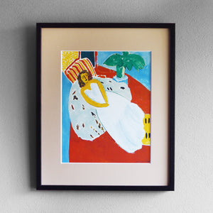アンリ・マティス 「白い服を着た若い女、赤い背景」アートポスター（フレーム付き） / Henri Matisse “June fille en blanc, found rouge” 名画・絵画［額入り］1