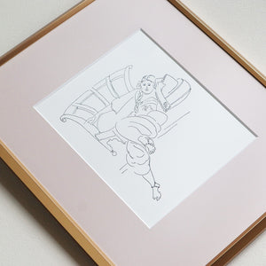 アンリ・マティス 「ムーア風の椅子に横たわるオダリスク。ペン画。1928.」アートポスター（フレーム付き） 世界の名画・絵画［額入り］2