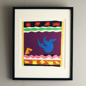 アンリ・マティス 版画集『ジャズ』「トボガン橇」アートポスター（フレーム付き）※縦位置 / Henri Matisse “Jazz /The Toboggan”絵画・名画［額入り］1