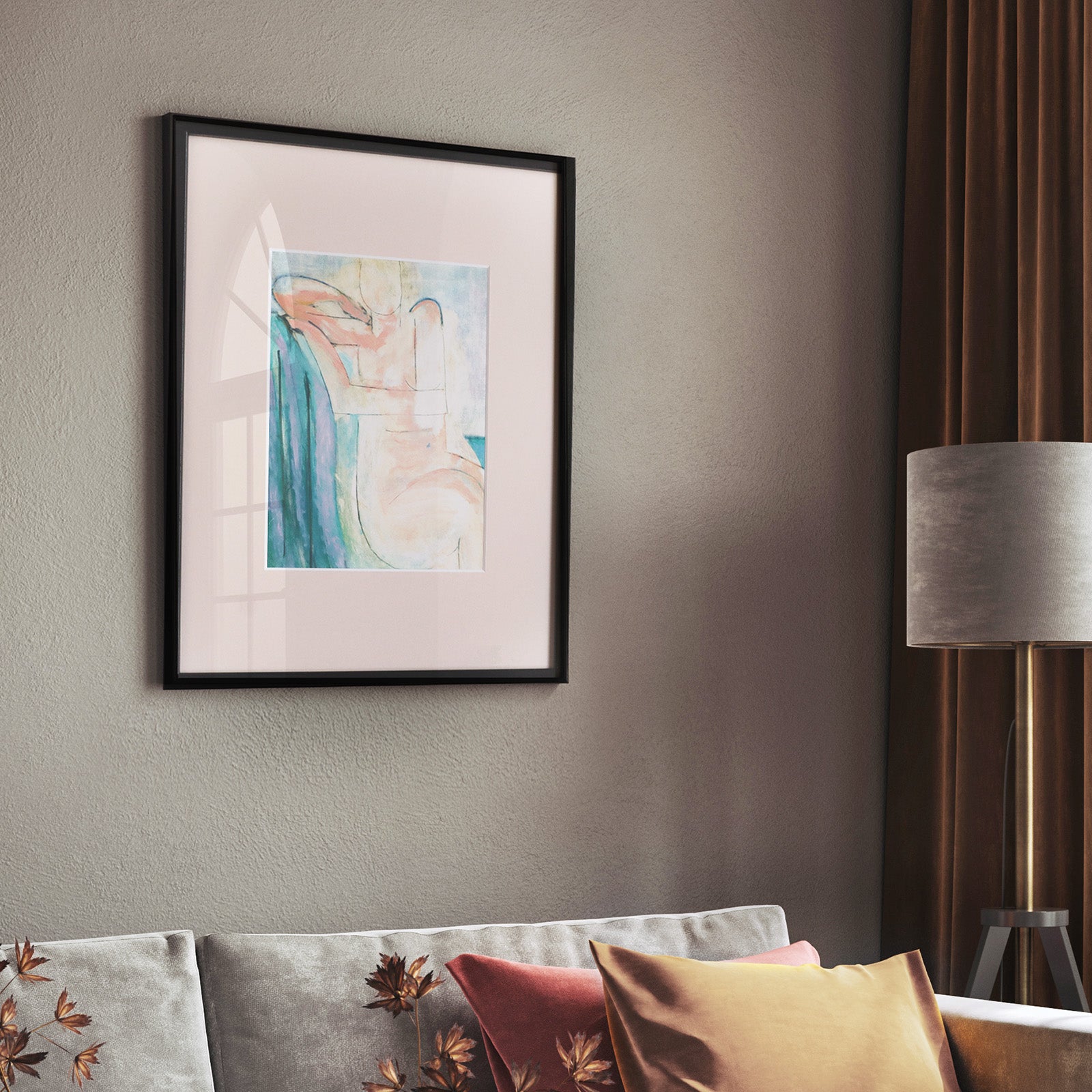 アンリ・マティス 「座るバラ色の裸婦」アートポスター（フレーム付き