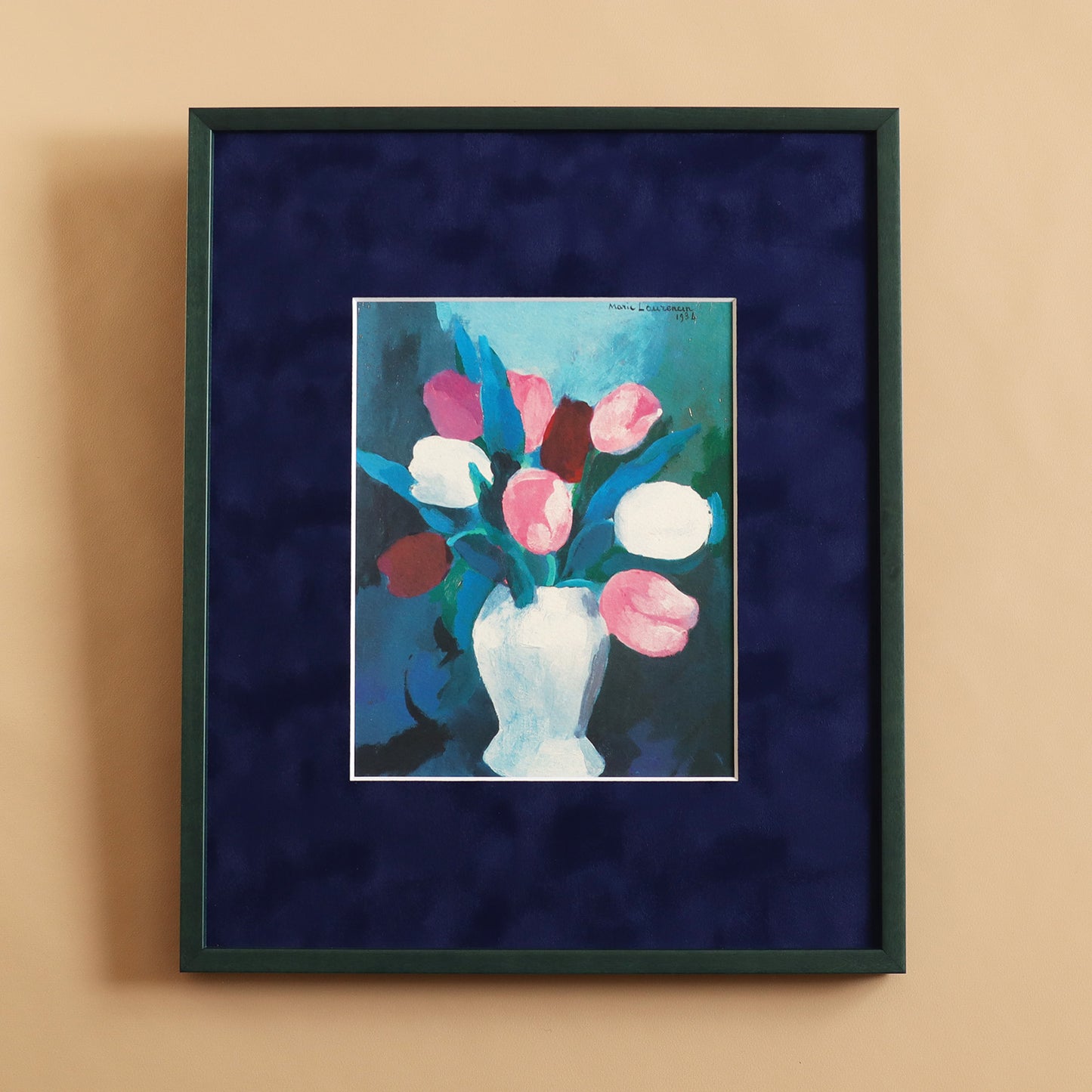 マリー・ローランサン 「チューリップ」アートポスター（フレーム付き） / Marie Laurencin “Bouquet de fleurs” Art Frame