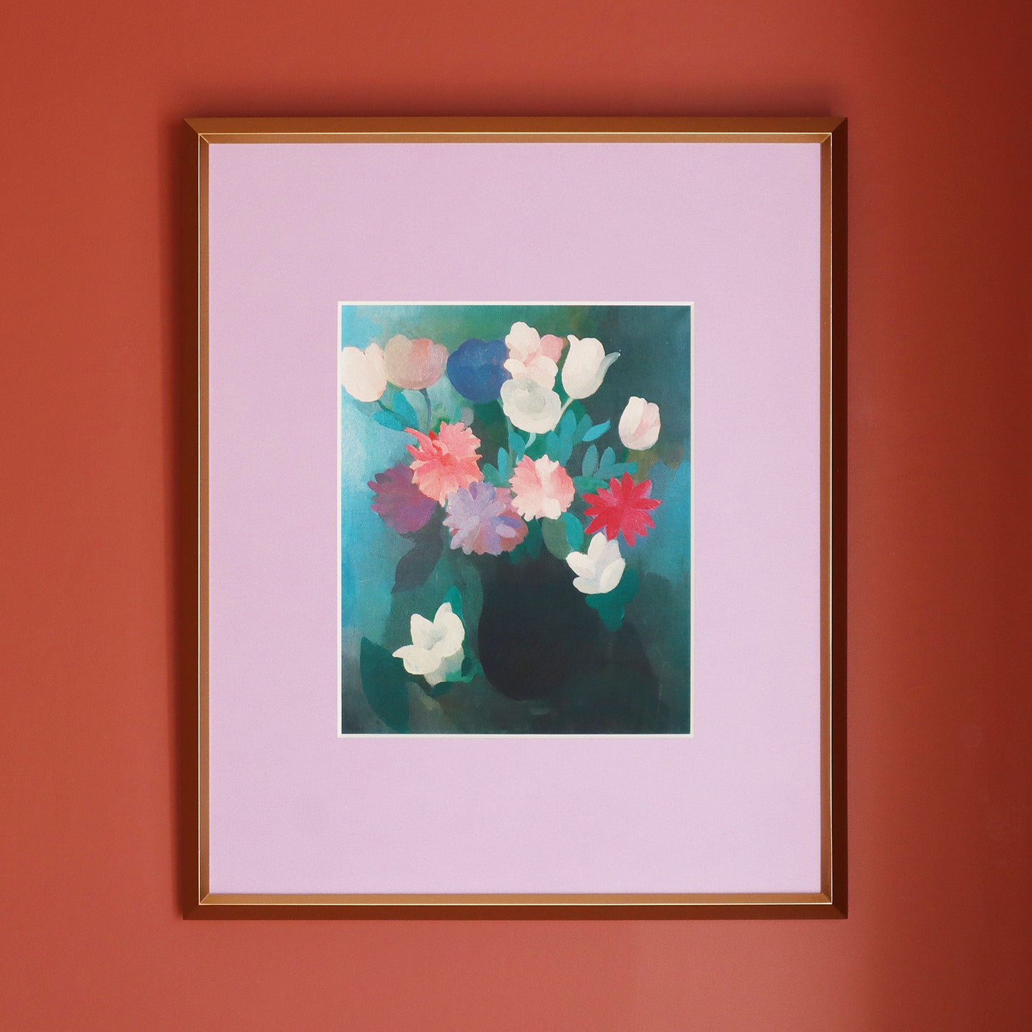 マリー・ローランサン 「花束 1926年」アートポスター（フレーム付き） / Marie Laurencin “Bouquet de fleurs 1926” Art Frame