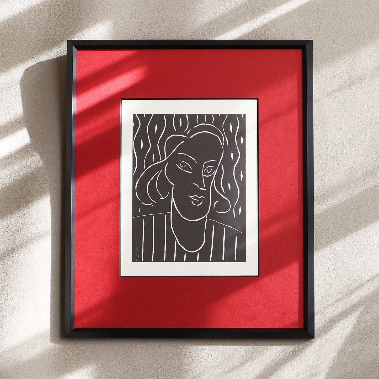 アンリ・マティス「女性 リノカット 1938」 アートポスター（フレーム付き） / Henri Matisse “Female head linocut 1938” Art Frame