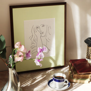 アンリ・マティス 「顔 1946 -ピエール・ルヴェルディの詩のための線画-」アートポスター（フレーム付き）絵画・名画［額入り］2