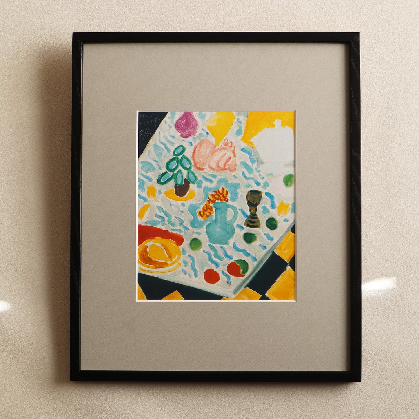 アンリ・マティス 「緑色の大理石のテーブルと静物」アートポスター（フレーム付き） / Henri Matisse “Nature morte à la de marbre vert” Art Frame
