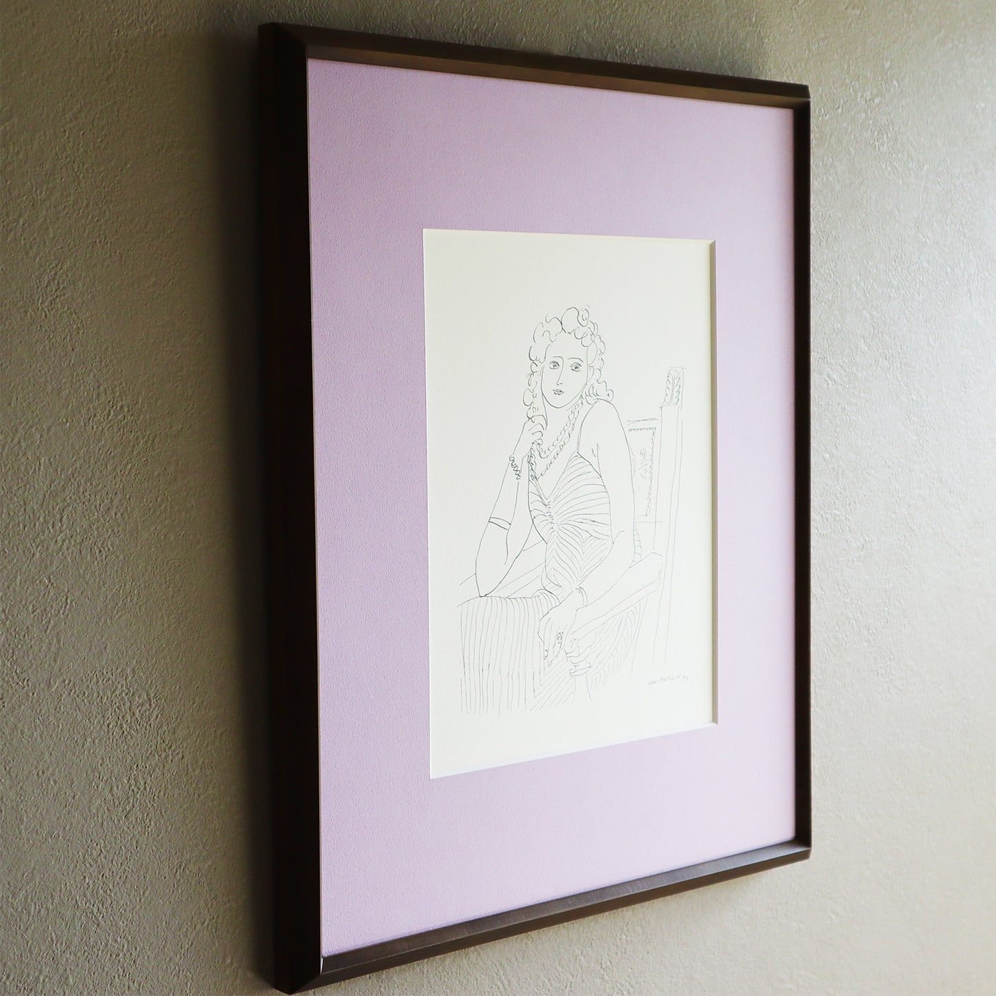 アンリ・マティス 「線画 1942年。“テーマとバリエーション 1943年デッサン”より」アートポスター（フレーム付き） / Henri Matisse “Pen drawing 1942 from Dessin / Thèmes et variations, 1943.” Art Frame
