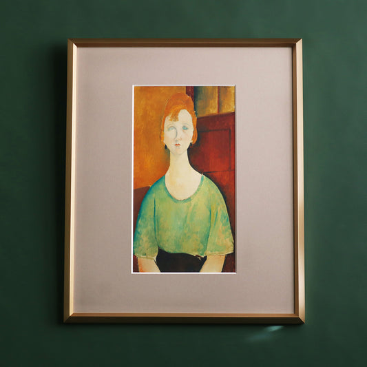 アメデオ・モディリアーニ 「緑のブラウスを着た少女 1917」アートポスター（フレーム付き） / Amedeo Modiglian “Girl in a green blouse 1917” Art Frame